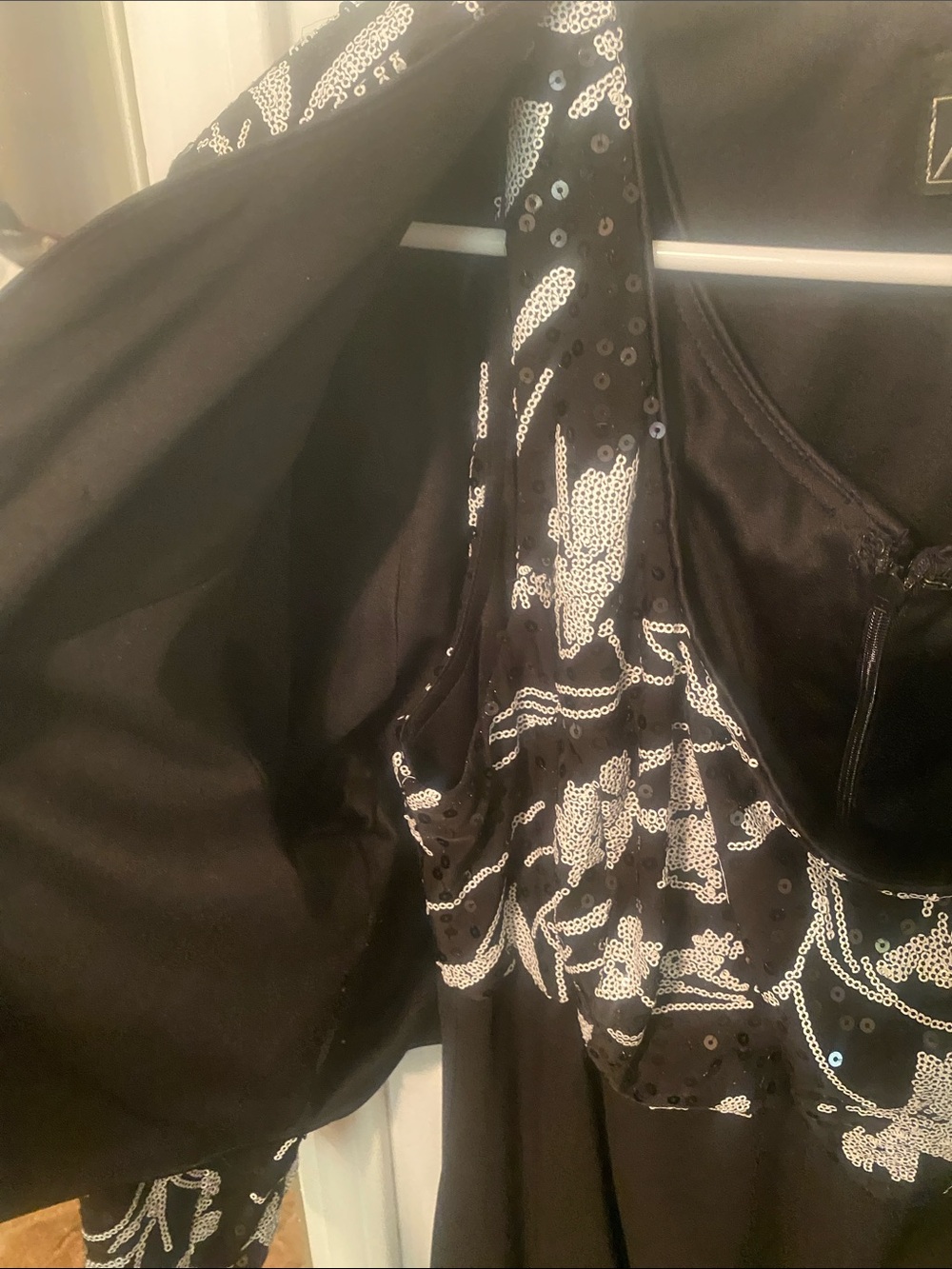 Alex Evenings Black Dress with White Floral Sequin Jacket - Picture 3 of 6
